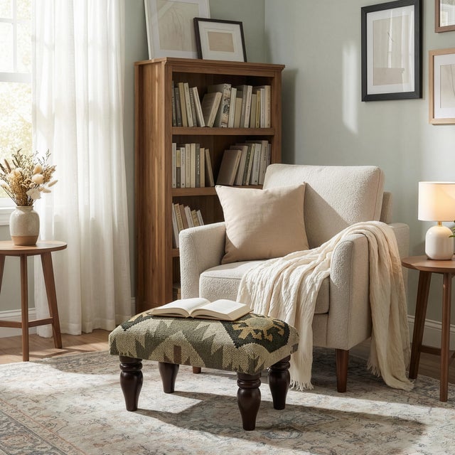 This Southwestern-inspired stool will stylishly enhance your space. Featuring a Mountain Lodge design aesthetic, it is...