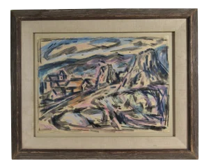 Donald Jeffries Bear, Village by a Road, Circa 1940