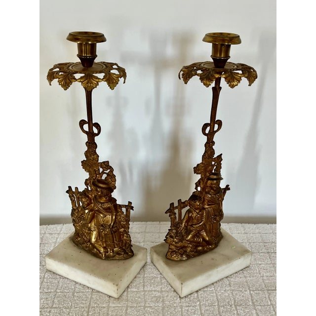 Late 19th Century 19th Century Gilt Bronze Figural Candlesticks - Set of 2 For Sale - Image 5 of 5