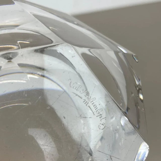 Heavy Crystal Diamond Glass Ashtray from Val Saint Lambert, Belgium, 1970s For Sale - Image 11 of 12