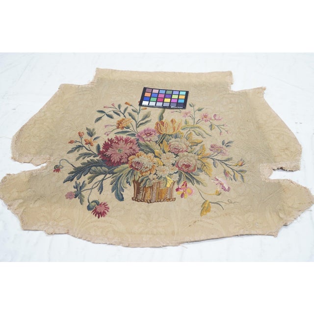 19th Century Antique French Tapestry Seat Cover. Circa 1890 One of Pair 2'4'' X 2'8'' For Sale - Image 5 of 9