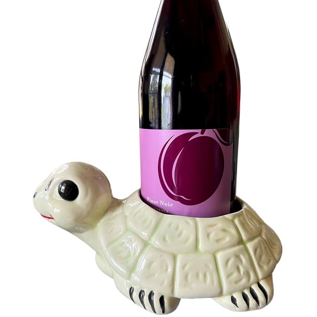 Traditional Vintage Hand-Painted Ceramic Turtle Planter – Made in Usa, Mid-Century Figural Cachepot For Sale - Image 3 of 5