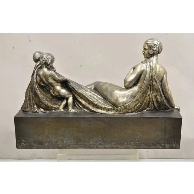 Silver Antique Louis Marcel Botinelly French Art Deco Bronze Sculpture Nude & Infants For Sale - Image 8 of 12