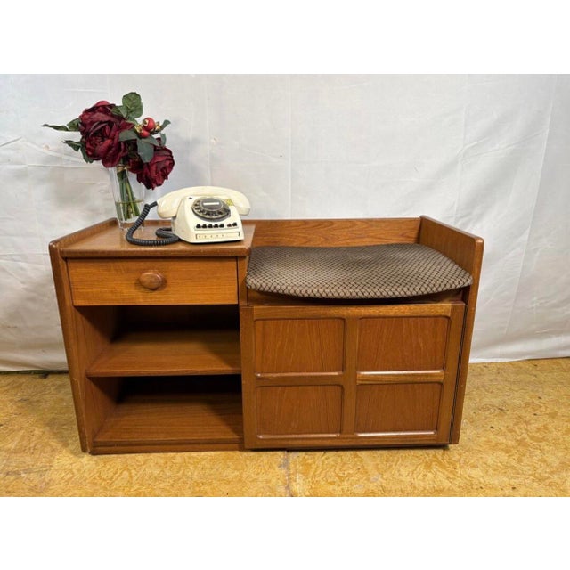 Vintage Teak Telephone Seat from Nathan, 1960s, in Restored conditions. Designed 1960 to 1969 I have official proof of...