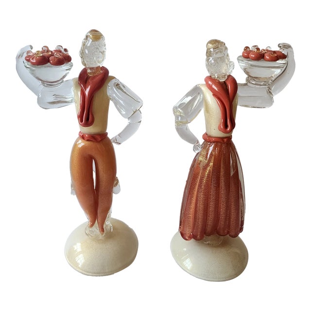 Stunning Pair of Vintage Murano Glass Figures For Sale
