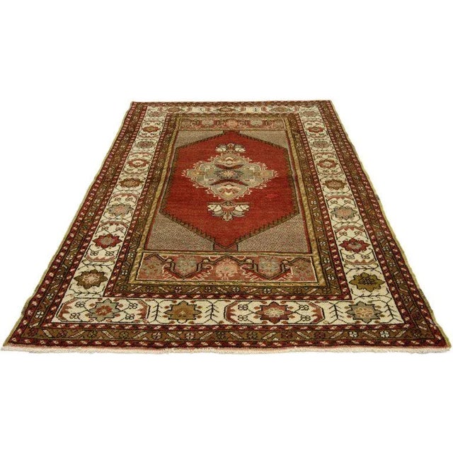 Contemporary Mid 20th Century Turkish Oushak Accent Rug - 3′5″ × 5′4″ For Sale - Image 3 of 6