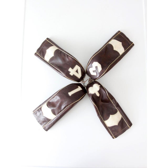 1950s Vintage 1950s Golf Club Head Covers Set of 4 Brown and Cream For Sale - Image 5 of 12