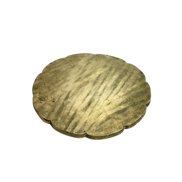 Mid 20th Century Vintage Chinese Engraved Brass Gallery Cocktail Tray For Sale - Image 5 of 9