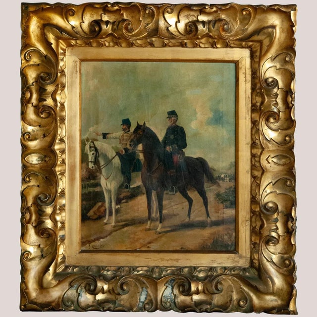 J. Cusachs, Military Officers on Horseback, 1890s-1910s, Oil on Canvas, in Good conditions. Designed 1890 to 1919