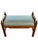 Antique Figured Wood Upholstered Bench With Turned Finials and Blue-Green Diamond Fabric For Sale - Image 4 of 10