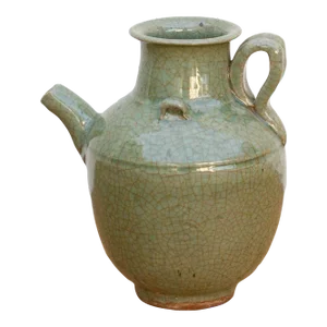 Vintage Crackle Green Pottery Jug