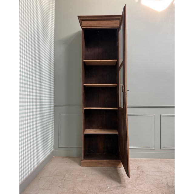 Tall Glass-Fronted Cupboard in Oak, 1890s For Sale - Image 3 of 13