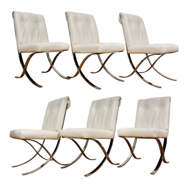 Milo Baughman X-Base Dining Chairs - Set of 6 | Chairish