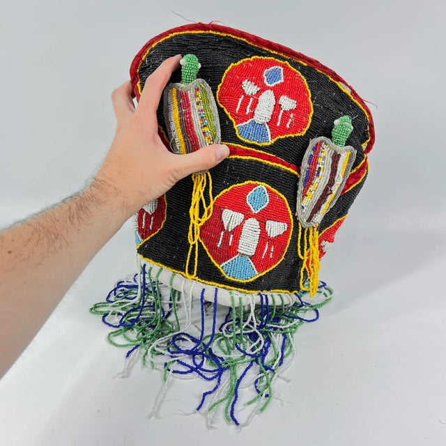 Early 20th Century Early 20th Century Yoruba Beaded Crown Nigeria For Sale - Image 5 of 8