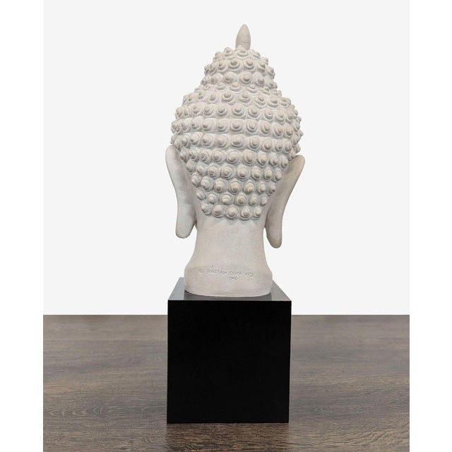 Austin Productions Vintage Austin Productions Buddha Head Sculpture on Base For Sale - Image 4 of 7