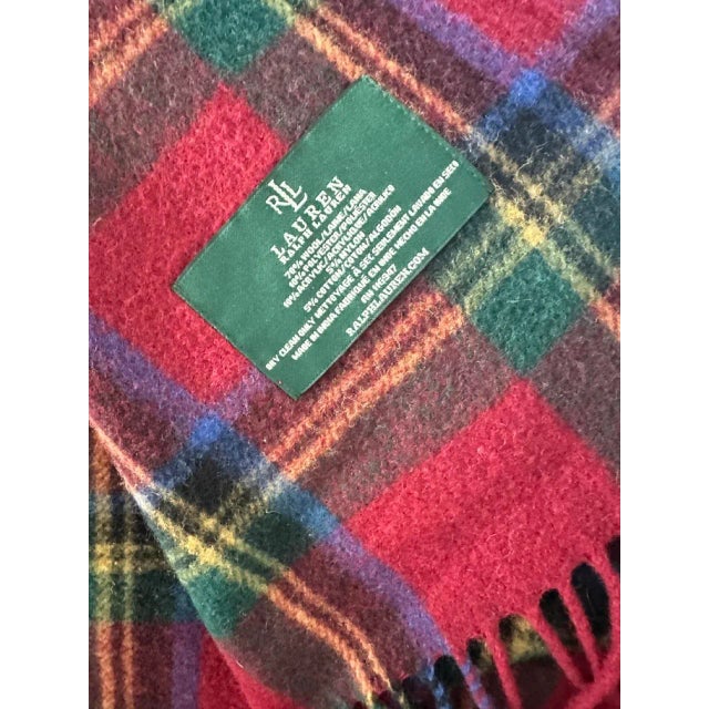 Vintage Ralph Lauren Royal Stewart Plaid Wool Throw Blanket For Sale In San Diego - Image 6 of 10
