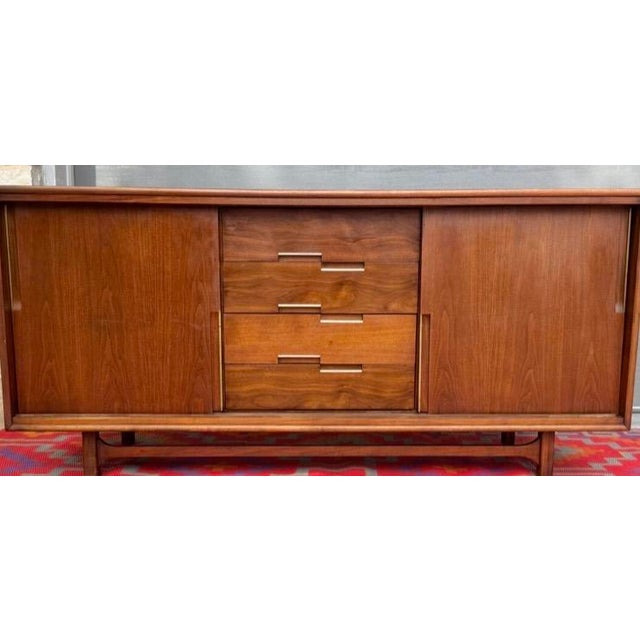 Mid 20th Century Mid Century Walnut and Brass Dresser, Credenza by Designer Merton Gershun for Cavalier For Sale - Image 5 of 18