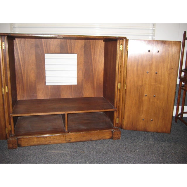 Beautiful low-profile entertainment chest or media cabinet by Yorkshire House, later known as Modern History. Crafted with...