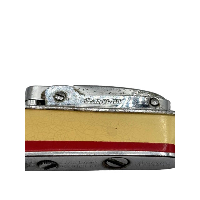Mid-Century Modern Mid 20th Century Novelty Sarome Japan Cruise Ship Enameled Lighter, Yellow & Red For Sale - Image 3 of 9