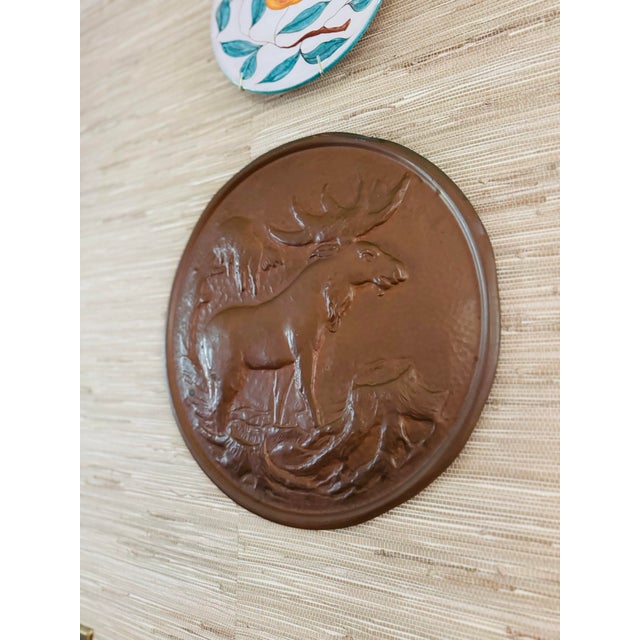 Handsome Large Copper Tone Moose Wall Plaque For Sale - Image 4 of 7
