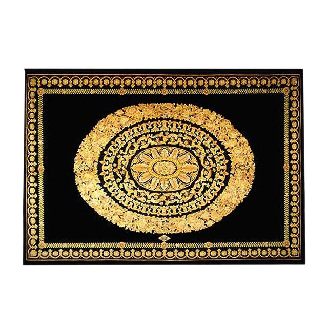 Black Gold Rug by Gianni Versace for Versace, 1980s For Sale