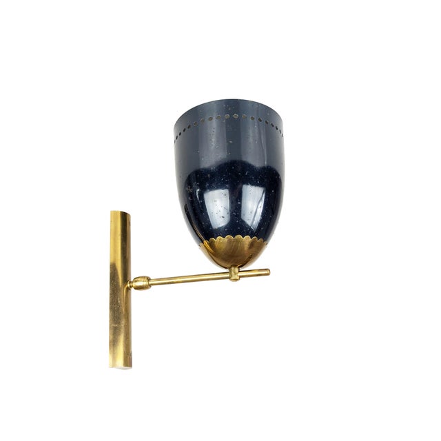 Italian Adjustable Sconce in Black Aluminum and Brass, 1950s For Sale - Image 12 of 12