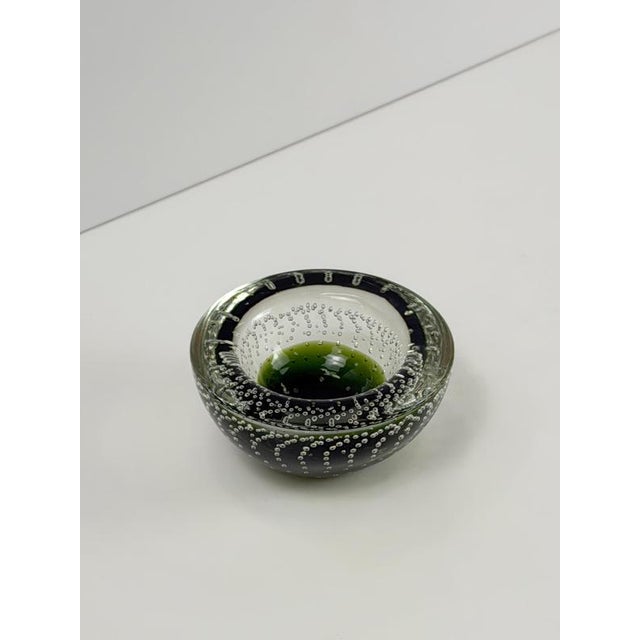 Glass Small Green Sommerso Murano Glass Bullicante Bowl from Galliano Ferro, 1960s For Sale - Image 7 of 10