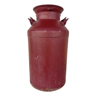 Vintage Red Farmhouse Style Milk Can Umbrella Stand For Sale