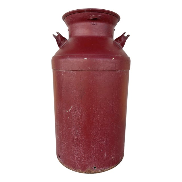 Vintage Red Farmhouse Style Milk Can Umbrella Stand For Sale