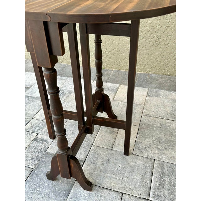 Antique/Vintage Walnut Double Drop Leaf Gate Leg Accent Table For Sale - Image 12 of 12
