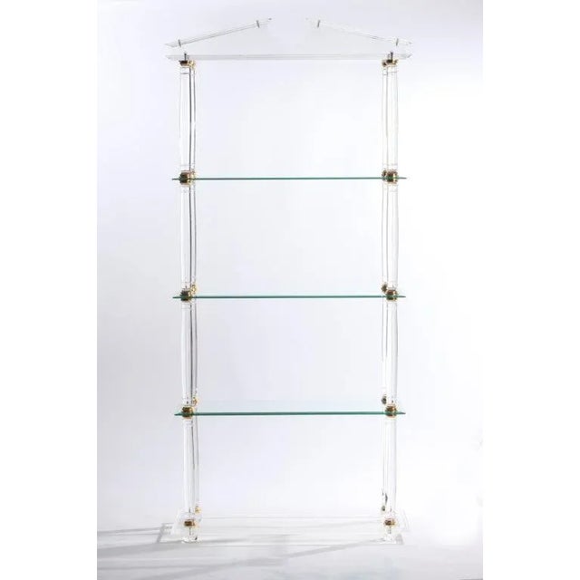 Neoclassic Modern Lucite and Brass Etagere For Sale In New York - Image 6 of 8