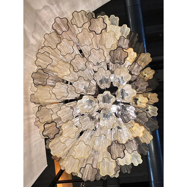 Early 21st Century Oval Champagne and Smoked Tronchi Murano Glass Chandelier by Simoeng For Sale - Image 5 of 7