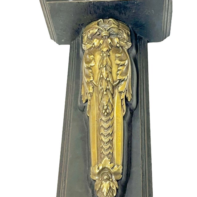 Black Pair of Vintage French Neoclassical Style Bronze and Wood Wall Brackets Shelves For Sale - Image 8 of 10