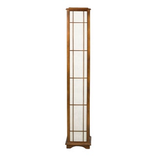 Vintage Tall Japanese Shoji Style Floor Lamp with Rice Paper Panels For Sale