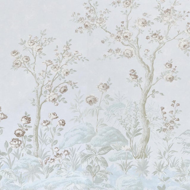 American Schumacher Charlotte's Garden Panel Set In Periwinkle For Sale - Image 3 of 7