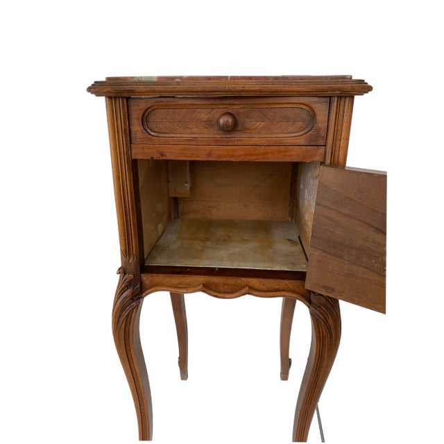 Antique French Louis XV Style Marble Top Nightstand Chevet For Sale - Image 12 of 12