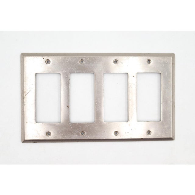 Modern Brushed Nickel Rectangle Switch Plate Cover Set For Sale - Image 4 of 5