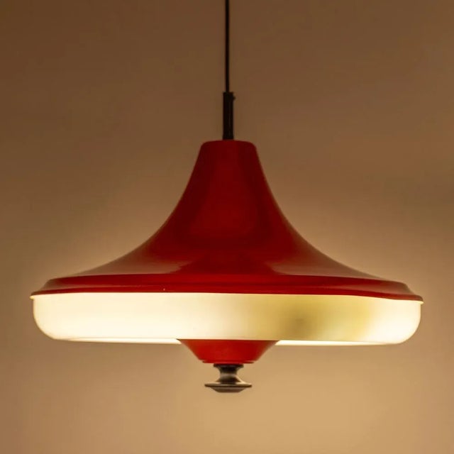 Metal Space Age Red 05652/01 Pendant Lamp from Massive, 1970s For Sale - Image 7 of 8