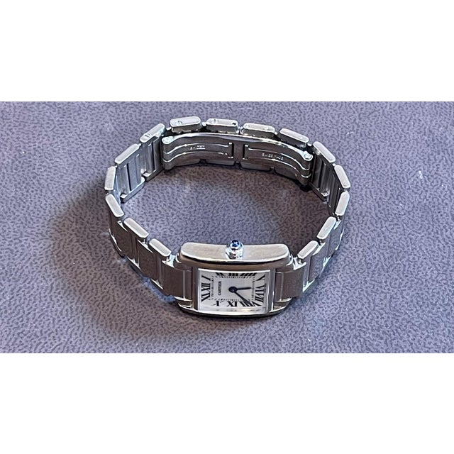 White Cartier Tank Francaise 2403 18K White Gold Ladies Watch Pre Loved For Sale - Image 8 of 18