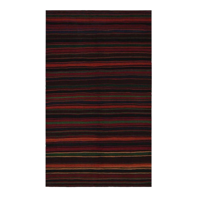 1950s Vintage Afghan Tribal Kilim Rug With Colorful Stripes For Sale