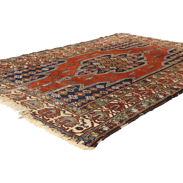 79724 Antique Persian Mazlaghan&nbsp;Hamadan Rug, 04'01 x 05'10. The Amulet Garden: An Antique Persian Hamadan Masterpiece...