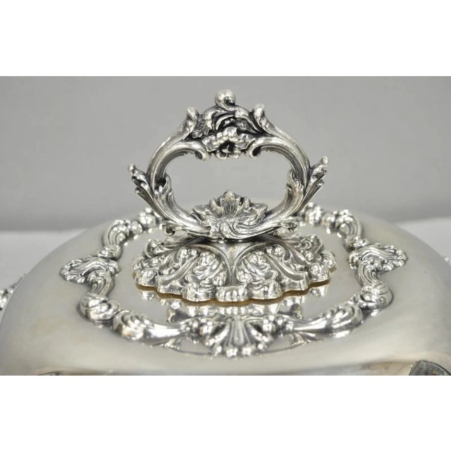 Victorian Vintage W&sb Victorian Silver Plated Ornate Round Lidded Vegetable Serving Dish For Sale - Image 3 of 12
