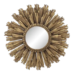 Large Early-Mid 20th Century French Art Deco Giltwood Sunburst Mirror