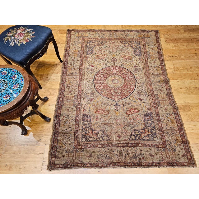 Brown Antique Turkish Sivas Rug, Handwoven Wool, Garden Design, 19th Century, 4' x 6' For Sale - Image 8 of 16