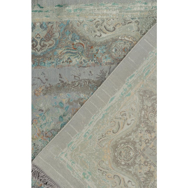 Textile Rug & Kilim’s Classic Style Contemporary Rug in Blue-Grey Pictorials For Sale - Image 7 of 7