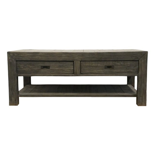 West Main Home Ashford Collection Contemporary Farmhouse Style 50" Reclaimed Wood Accent Coffee Table - Dark Gray Finish For Sale