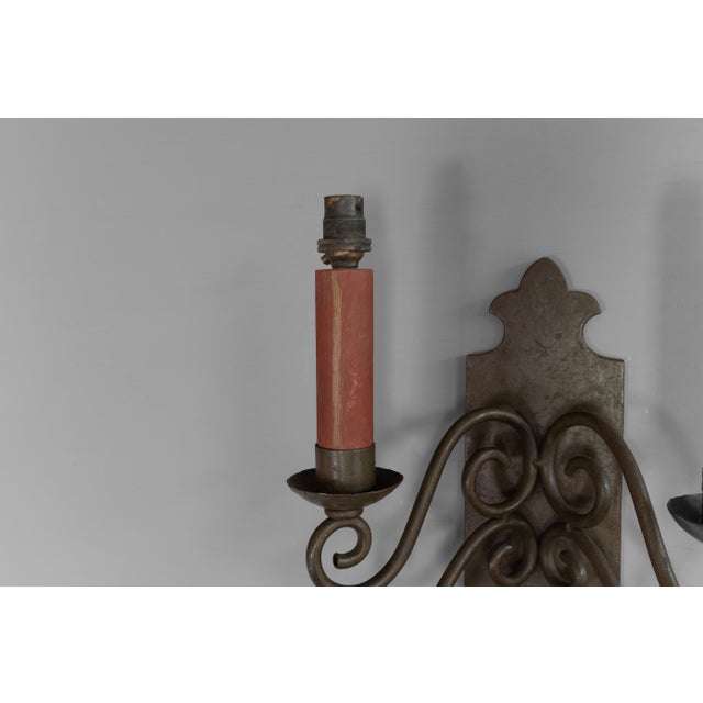 Gray Vintage Wall Mounted Light in Steel, 1920s For Sale - Image 8 of 10