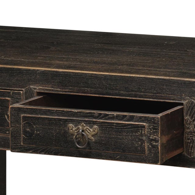 Wood Black Lacquer Three Drawer Desk For Sale - Image 7 of 8