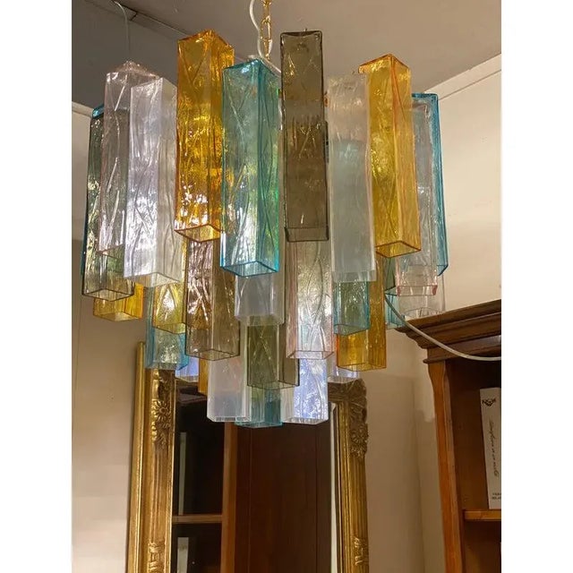 Multicolored Squared Murano Glass Chandelier by Simoeng For Sale - Image 4 of 9