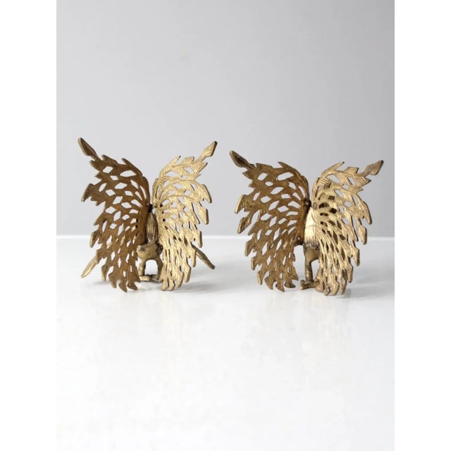Mid-Century Brass Rooster Pair For Sale - Image 4 of 8